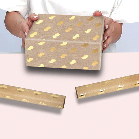Бумага упаковочная крафт С ЭФФЕКТАМИ НАБОР 3 шт., «Trendy Kraft», 70×100 см, ЗОЛОТАЯ СКАЗКА