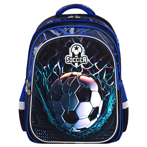 Рюкзак BRAUBERG KIDS FLOSSY, 2 отделения, 3 кармана, «Soccer Club», 3D-панель, 40×28х18 см