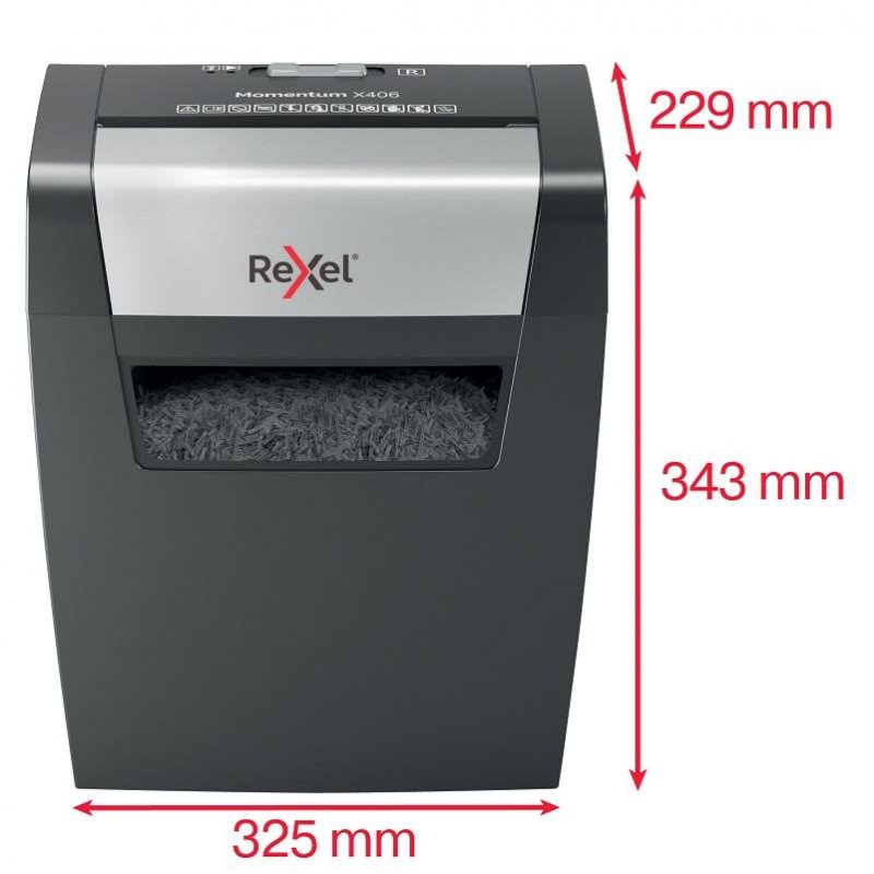 Уничтожитель (шредер) Rexel Momentum X406, 1-3 человека, 4 уровень секретности, фрагменты 4×30 мм, 6 листов, 15 л