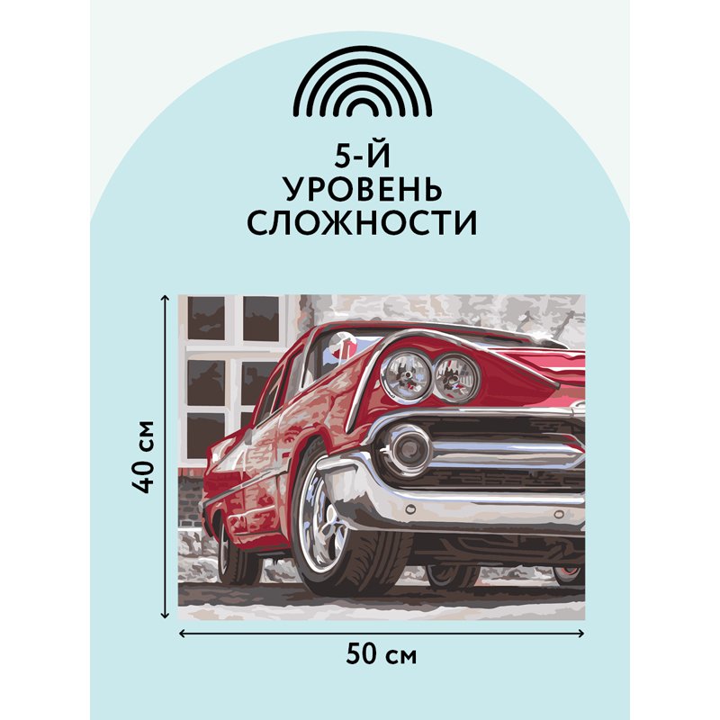 Картина по номерам на холсте ТРИ СОВЫ «Красная машина», 40×50, с акриловыми красками и кистями