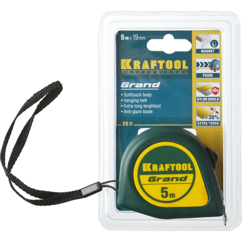 Рулетка KRAFTOOL Grand, 5 м х 19 мм (34022-05-19)