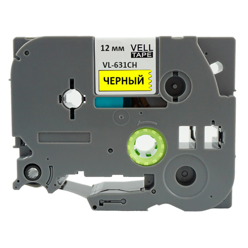 Картридж Vell VL-631CH(с чипом,12 мм, черный/желтом) для PT-100E/100ECH/D200