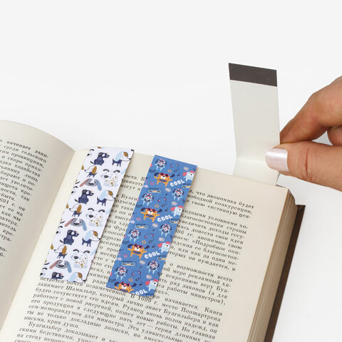Закладки для книг с магнитом «ВЕРНЫЕ ДРУЗЬЯ», набор 6 шт., блестки, 25×196 мм, ЮНЛАНДИЯ, 111641