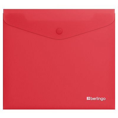 Папка-конверт на кнопке Berlingo «Soft Touch», А5+, 200мкм, софт-тач, коралловая