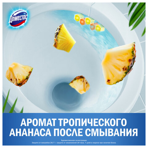 Блок туалетный подвесной твердый 2×50 г + 3×50 гДОМЕСТОС «Свежесть цитруса и цветочный букет»