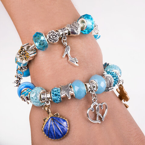 Набор для создания бижутерии и украшений 66 элементов Аквамарин, бусины, браслеты, подвески, BRAUBERG KIDS