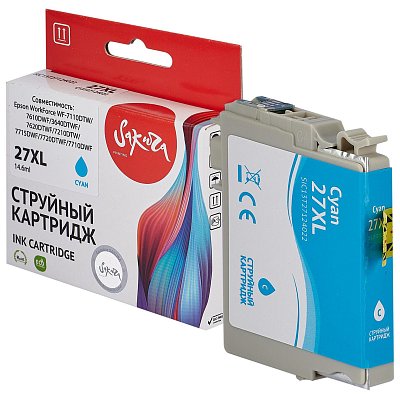 Картридж струйный Sakura C13T27124022 27XL C вод. гол. для Epson WF-7110DTW