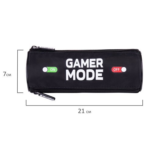 Пенал BRAUBERG, 3 отделения, нейлон, 21×7х7 см, «Gamer»