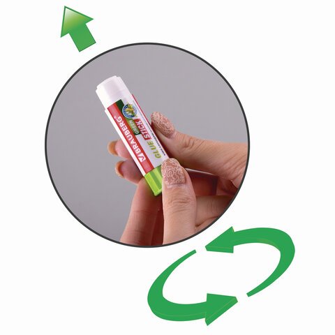 Клей-карандаш на натуральной основе BRAUBERG GREEN, 8 г