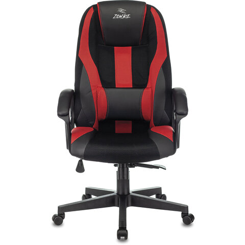 Кресло компьютерное VIKING-9/BL+RED, подушка, экокожа/ткань, черное/красное