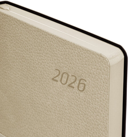 Ежедневник датированный 2026 А5 138×213 мм, BRAUBERG «Stylish», под кожу, гибкий, бежевый