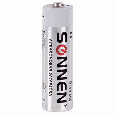 Батарейки SONNEN Alkaline, АА (LR06, 15А), алкалиновые, КОМПЛЕКТ 10 шт., в коробке