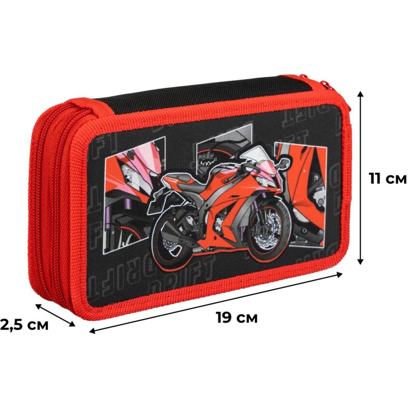 Пенал Комус Класс Urban Moto ПКТ 11-20, ткань, 2 отд., 190×110 мм