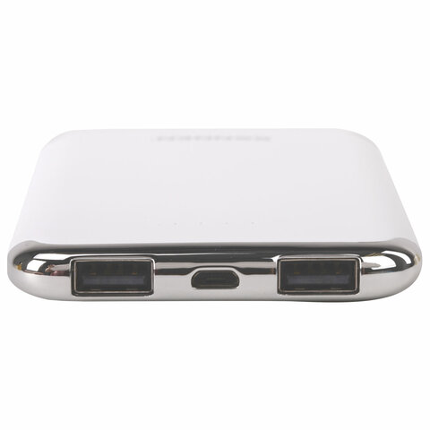 Аккумулятор внешний 6000 mAh SONNEN POWERBANK K611, 2 USB, литий-полимерный, белый