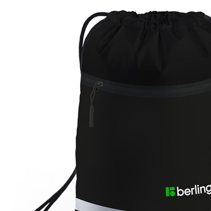превью Мешок для обуви 1 отделение Berlingo «Basic black», 360×460мм, светоотражающая лента, карман на молнии