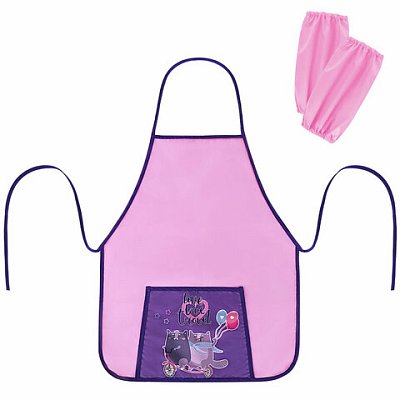 Накидка фартук с нарукавниками для труда ПИФАГОР, 1 карман, 46×54 см, «Bike cats»