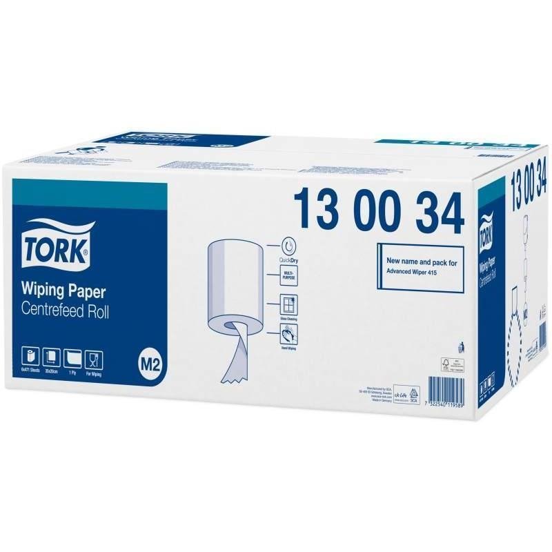 Протирочная бумага в рулонах Tork M2 1-слойная (белая, 6 рулонов по 165 метров)