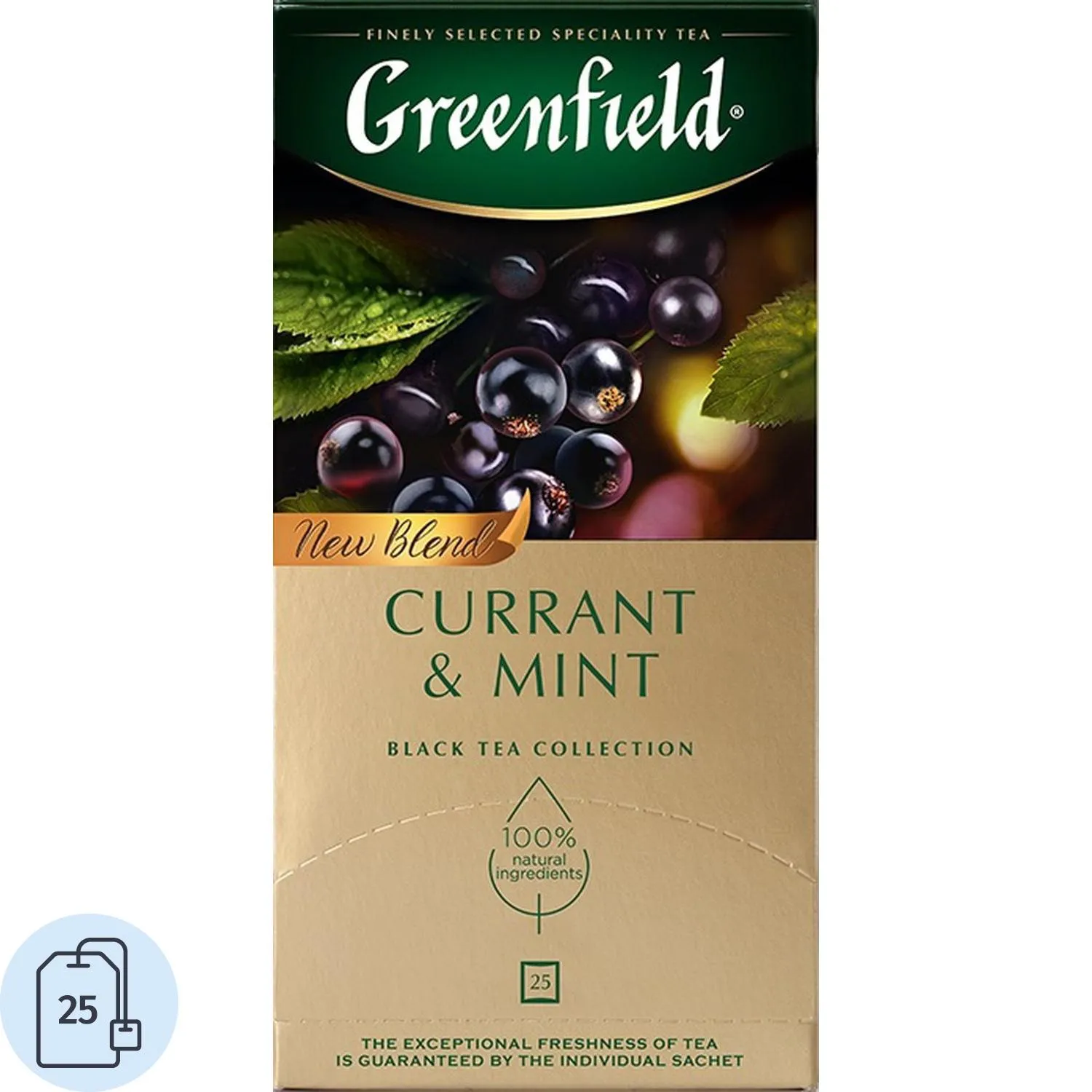 Чай чёрный Greenfield Currant and Mint 25 пакетиков (чёрная смородина, мята)