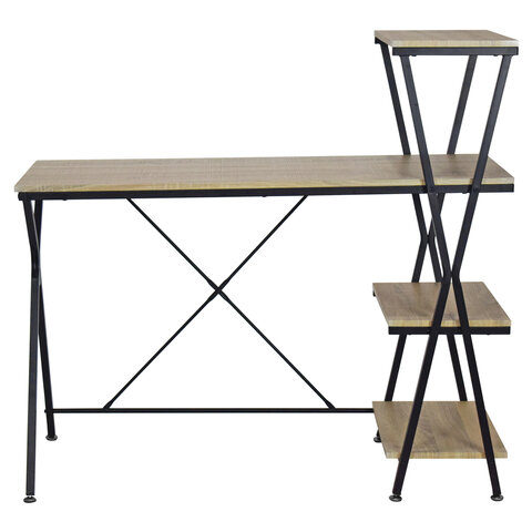 Стол на металлокаркасе BRABIX «LOFT CD-004», 1200×535х1110 мм, 3 полки, цвет дуб натуральный