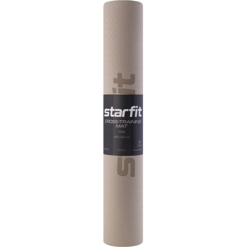 Коврик для йоги STARFIT FM-201 TPE, 0.4 см, 183×61см, черн/сер, ЦБ-00001689