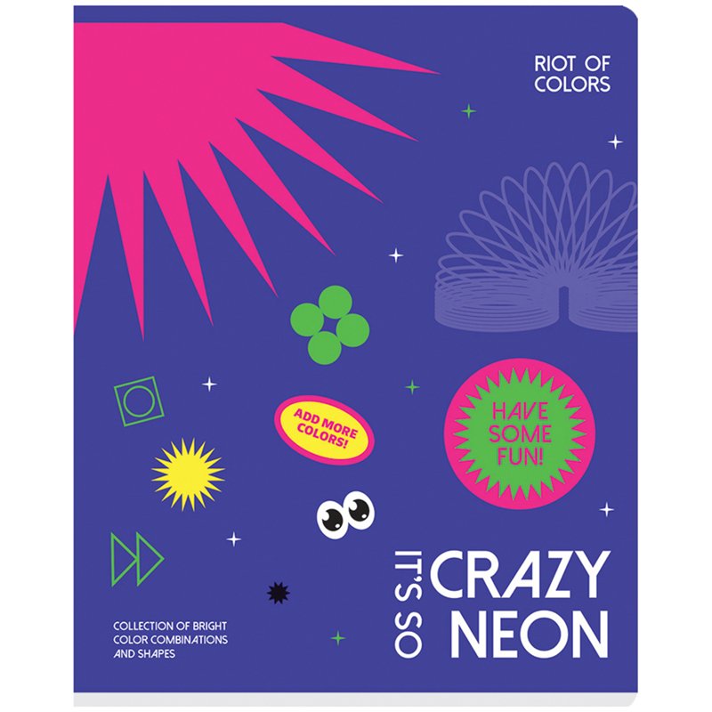 Тетрадь 48л., А5, клетка BG «Crazy neon», неоновая краска