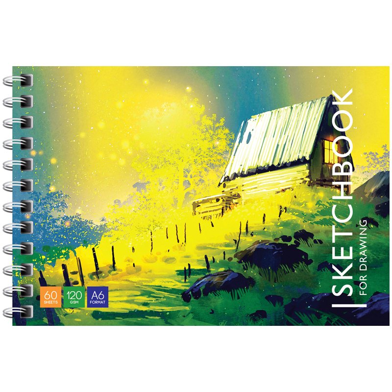 Скетчбук-блокнот 60л., А6 ArtSpace «Bright world», на гребне, 120г/м2