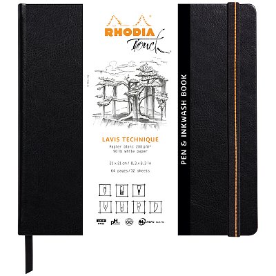 Скетчбук для смешанных техник 32л., 21×21см, на сшивке «Rhodia Touch», 200г/м2, кожзам