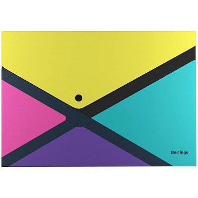 Папка-конверт на кнопке Berlingo «xProject. Color Block» А4, 300мкм, с дизайном