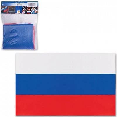 Флаг России, 70×105 см, карман под древко, упаковка с европодвесом