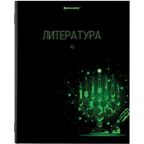 превью Тетрадь предметная «DARK» 48 л., глянцевый лак, ЛИТЕРАТУРА, линия, подсказ, BRAUBERG