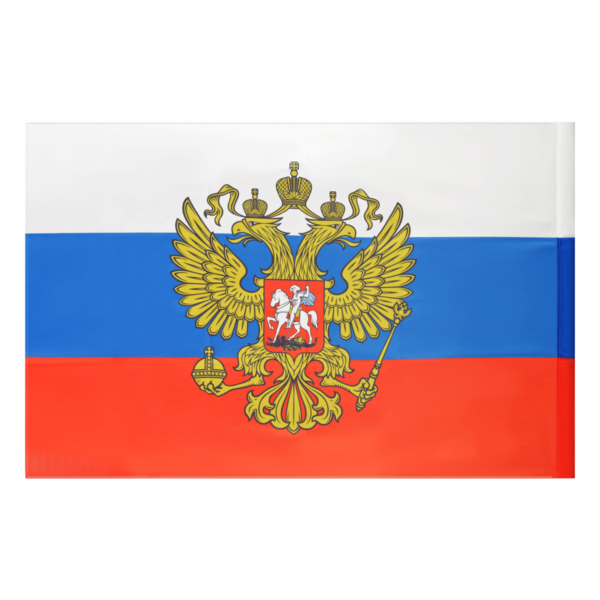 превью Флаг РФ 90×135см, с гербом, пакет с европодвесом
