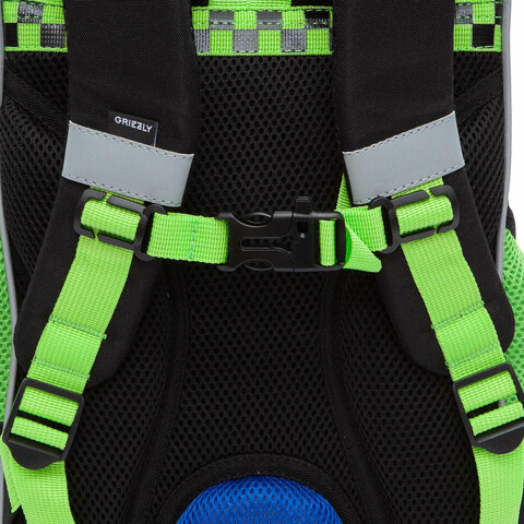 Ранец GRIZZLY анатомическая спинка, с мешком для обуви, для мальчиков, ROAD RACE, 33×25х13 см