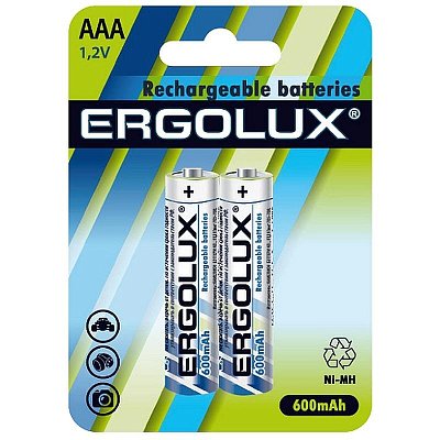 Аккумулятор Ergolux AAA-600mAh Ni-Mh 2шт/бл(NHAAA600BL2.1.2В)(12977)