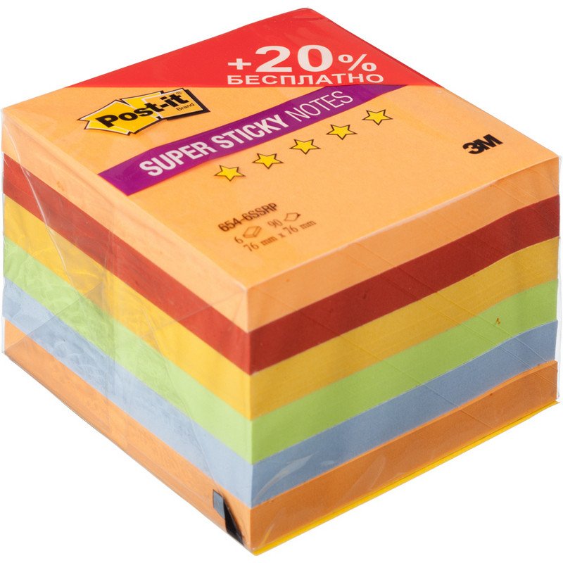 превью Блок-кубик Post-it Super Sticky 654-6SSRP Огонь 76×76, 6бл х 90л. 