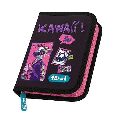 Пенал 1 отделение, 200×140×40 Först «Kawaii», дополнительная откидная секция, полиэстер