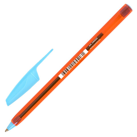 Ручка шариковая BRAUBERG X-30 ORANGE, СИНЯЯ, мягкое письмо, пишущий узел 1 мм, линия письма 0.5 мм