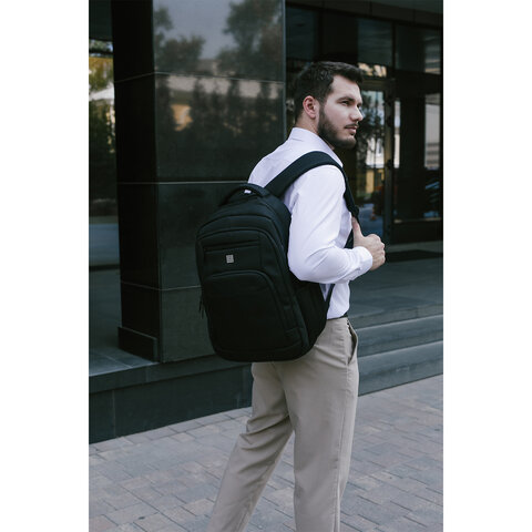 Рюкзак HEIKKI SECURE (ХЕЙКИ) универсальный, отделение для ноутбука, черный, 46×31x19 см