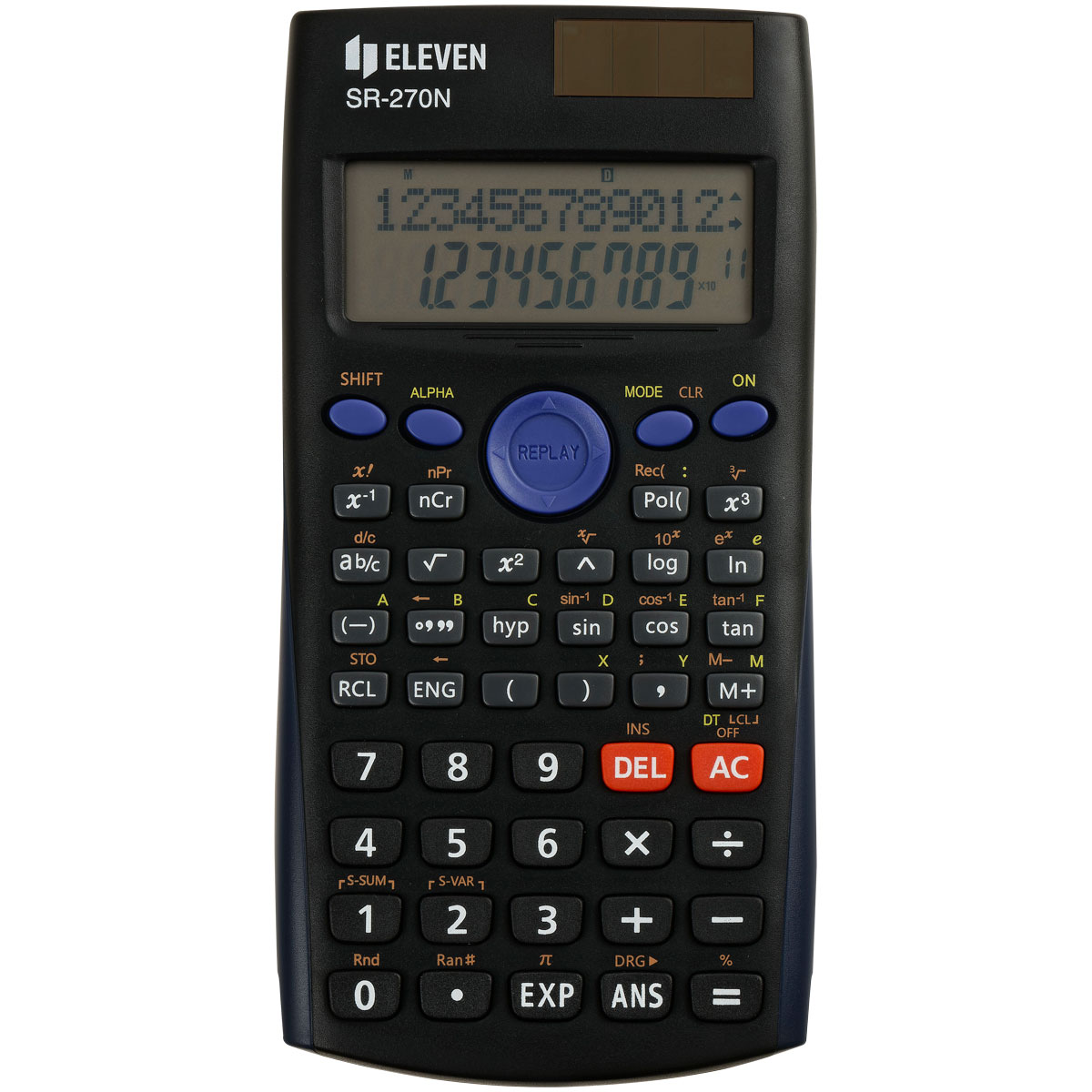 Калькулятор научный Eleven SR-270N, 10+2 разрядов, 240 функций, двойное питание, 82×162×16мм, черный