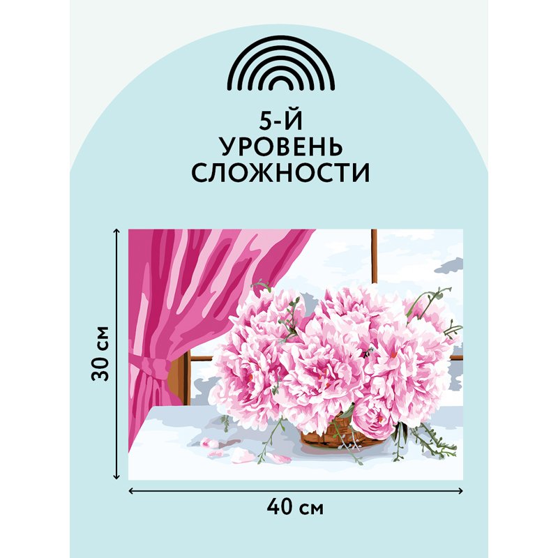 Картина по номерам на холсте ТРИ СОВЫ «Пионы», 30×40, с акриловыми красками и кистями