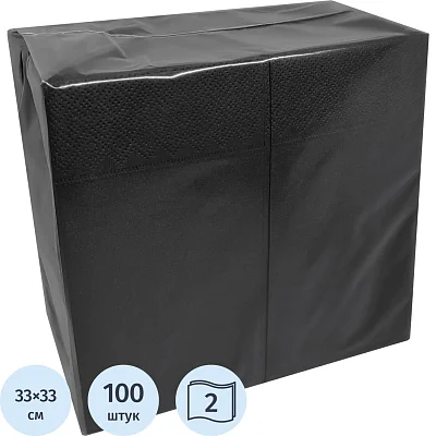 Салфетки бумажные 2сл 33×33см 1/8 слож черные 100шт/уп