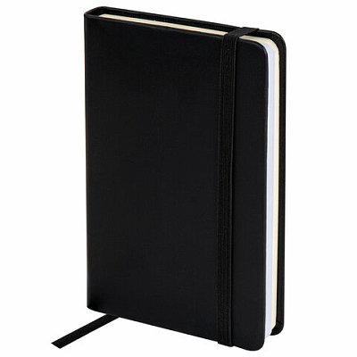 Скетчбук, слоновая кость+белая 140 г/м2, 90×140 мм, 80 л., КОЖЗАМ, резинка, BRAUBERG ART CLASSIC, черный
