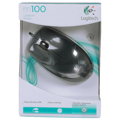 Мышь компьютерная Logitech Logitech Mouse M100 Black USB (910-001604)