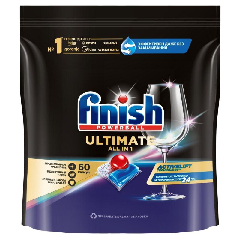 превью Капсулы для ПММ Finish Ultimate 60 капсул дойпак бесфосфатные