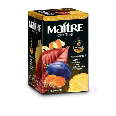 Чай черный в пакетиках Maitre с соком ананаса, ягод и апельсином, 2грx20пак