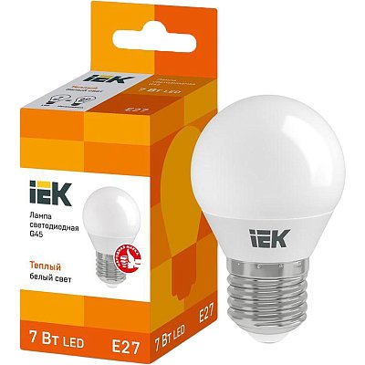Лампа светодиодная Eco G45 7Вт шар 3000К E27 IEK LLE-G45-7-230-30-E27