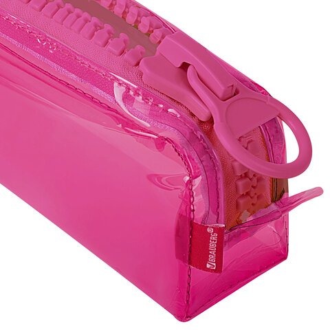 Пенал BRAUBERG с объемной «тракторной» молнией, 1 отделение, ПВХ, 22×8х6.5 см, «Ultra pink»
