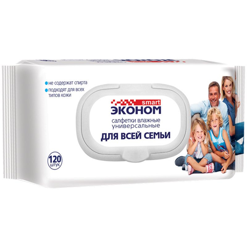 Влажные салфетки универсальные Эконом smart 120 штук в упаковке