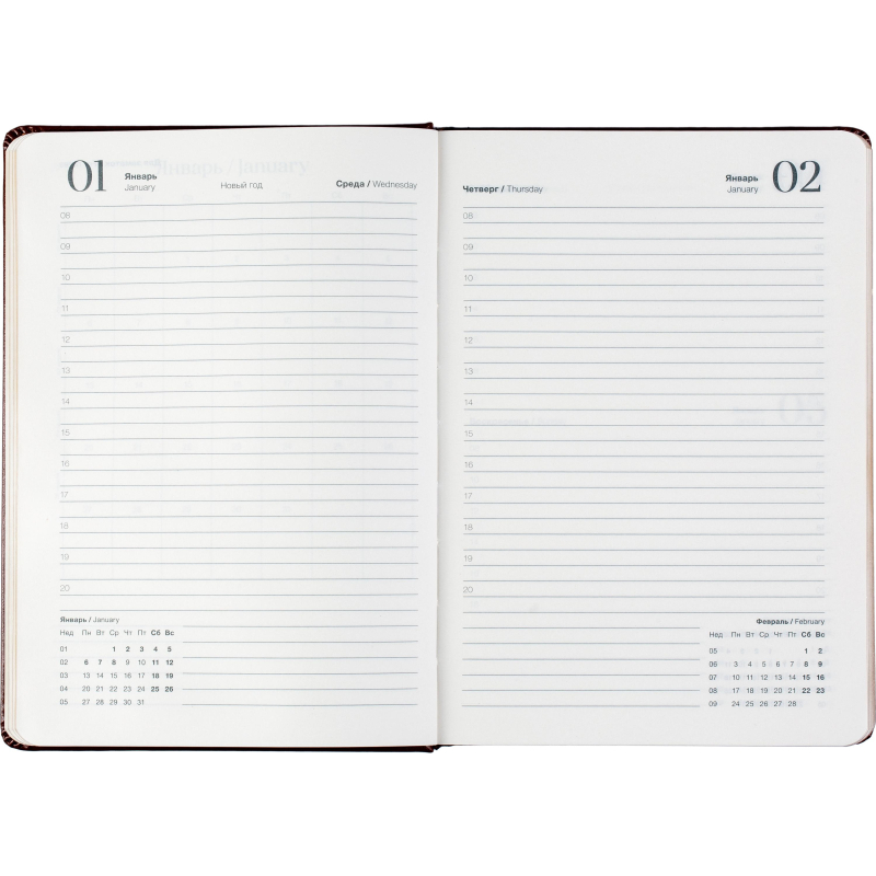 Ежедневник датированный 2025 IF 14×20см 176л. твердый Britannia I1607/brown