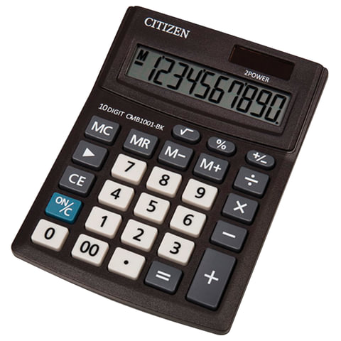 Калькулятор настольный CITIZEN BUSINESS LINE CMB1001BK, МАЛЫЙ (136×100 мм), 10 разрядов, двойное питание