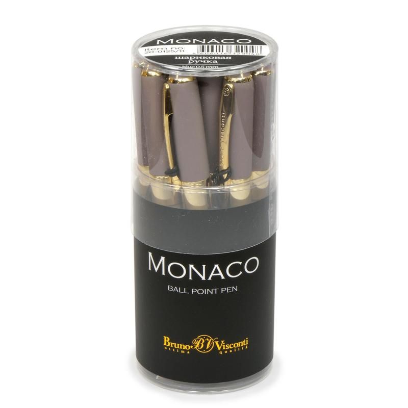 Ручка шариковая неавтоматическая Bruno Visconti Monaco синяя (серый корпус, толщина линии 0.4 мм)